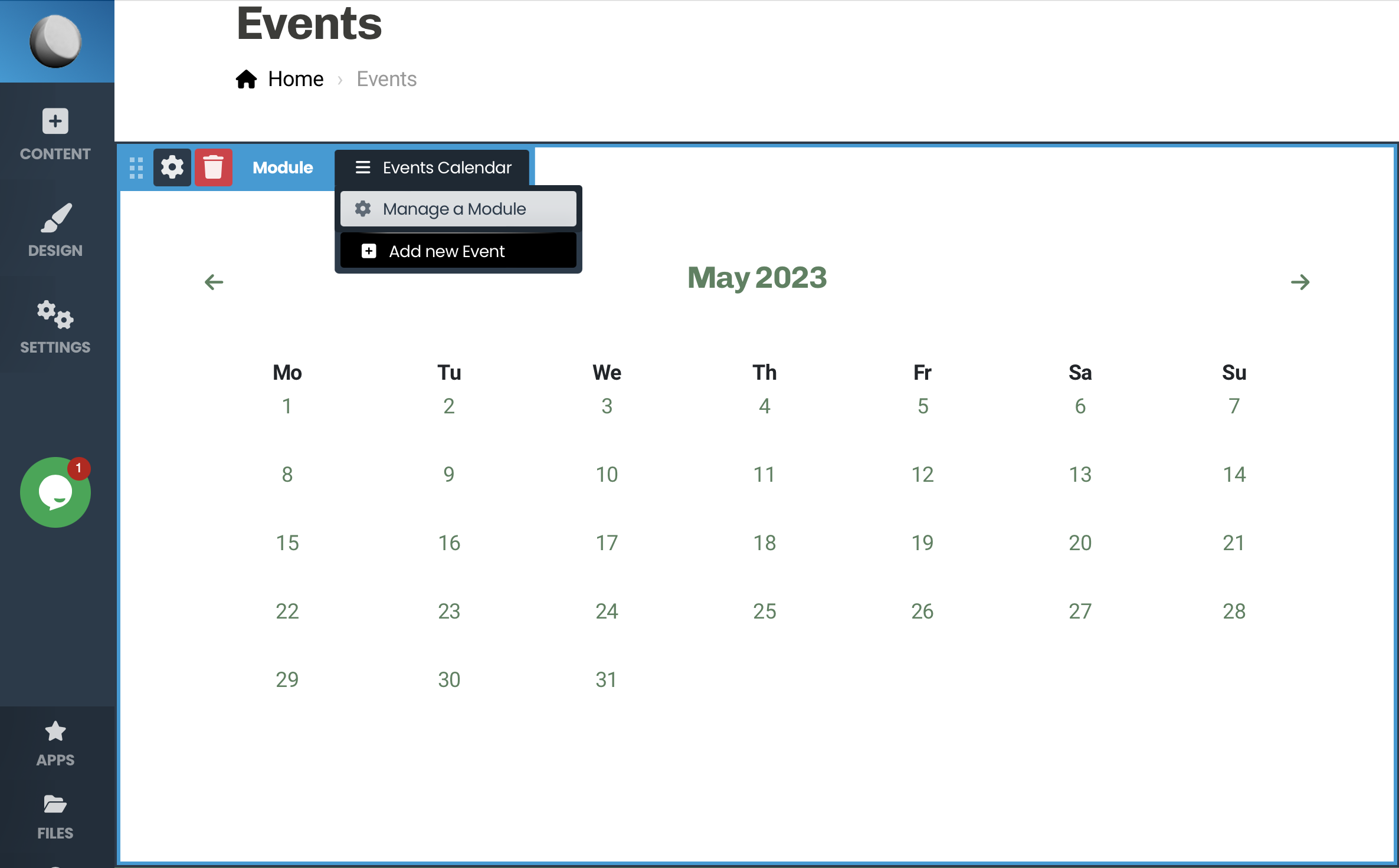 Add new event to your website calendar