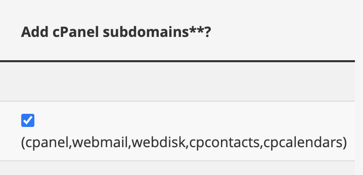 SSL add cPanel subdomains