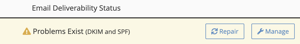 DKIM and SPF Cpanel repair button